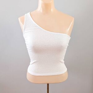 NWOT Antistar One Shoulder White Ruched Top